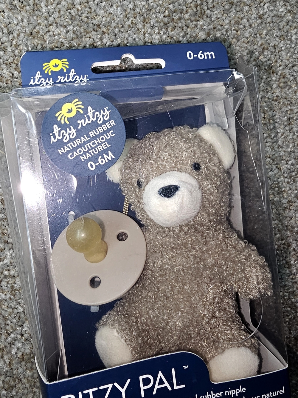 Itzy Ritzy Itzy Pal Teddy Bear Pacifier Holder - Brown & Cream